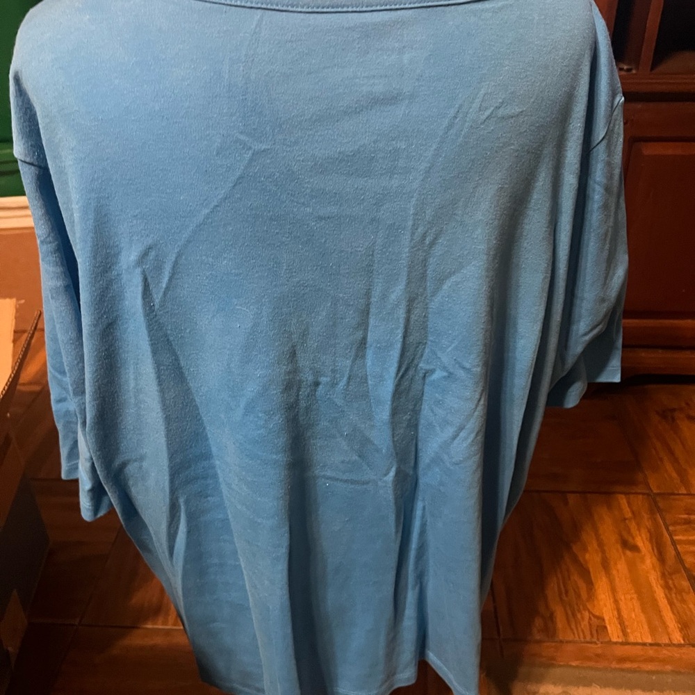 Chic Blue Blouse with Lace Trim - Picture 2 of 3